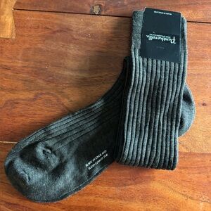 Pantherella Men's Ribbed Dress Socks - Dark Gray
